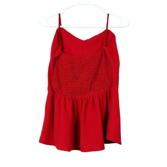 Monteau Los Angeles Junior Girls XL Shirt Red Peplum Spaghetti Strap Stretch Top - Picture 4 of 5